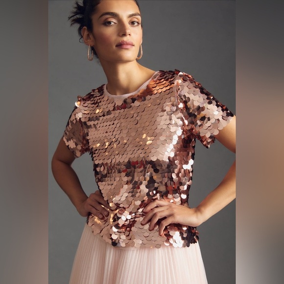 Eva Franco for Anthropologie Oversized Sequin Top - Picture 1 of 16